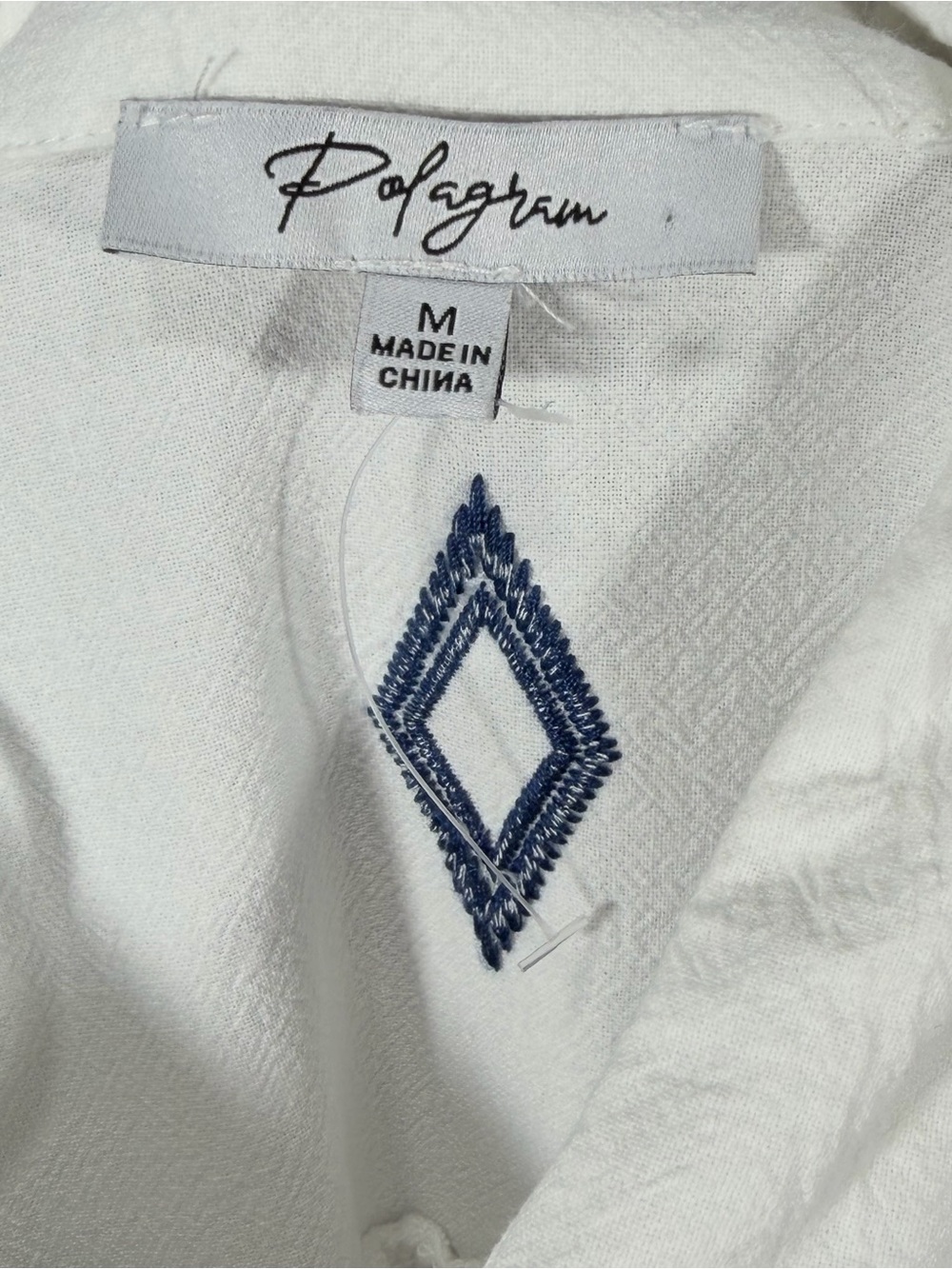 Polagram | White Embroidered Button Front | 100% Cotton | Shirt Dress | Medium - Picture 5 of 7